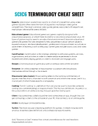 Scic6 Terminology Cheat Sheet