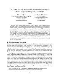 The Usable Security of Passwords Based on Digital Objects: from Design and Analysis to User Study∗