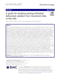A Guide for Studying Among-Individual Behavioral Variation from Movement Data in the Wild Anne G
