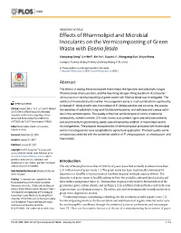 Effects of Rhamnolipid and Microbial Inoculants on the Vermicomposting of Green Waste with Eisenia Fetida