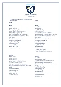 JUNIOR UNIFORM LIST YEAR 1 and 2 *Not Compulsory to Be Purchased