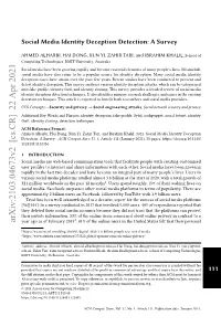 Social Media Identity Deception Detection: a Survey