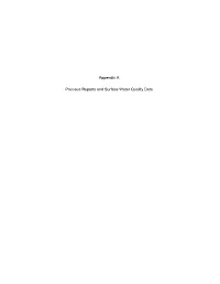 Appendix a Previous Reports and Surface Water Quality Data