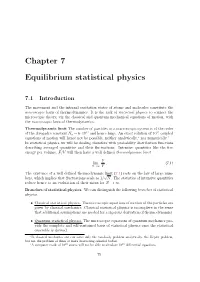 Chapter 7 Equilibrium Statistical Physics