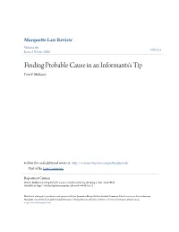 Finding Probable Cause in an Informants's Tip Peter F
