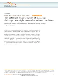 Iron-Catalysed Transformation of Molecular Dinitrogen Into Silylamine Under Ambient Conditions