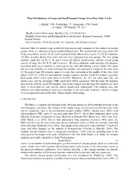 Time Distributions of Large and Small Sunspot Groups Over Four Solar Cycles