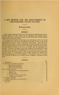 A New Method for the Measurement of Photographic Filter Factors