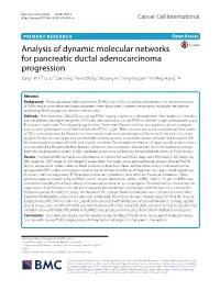 Analysis of Dynamic Molecular Networks for Pancreatic Ductal