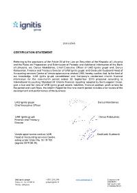 Certification Statement