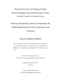 Federal University of Campina Grande Electrical Engineering and Informatics Center Fostering Design by Contract by Exploiting Th