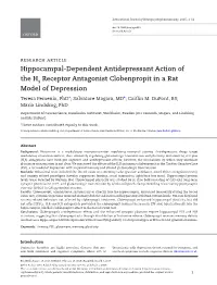 Hippocampal-Dependent Antidepressant Action of the H