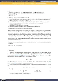 Limiting Values and Functional and Difference Equations †