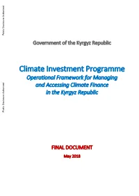 Operational Framework for Managing and Accessing Climate Finance in the Kyrgyz Republic