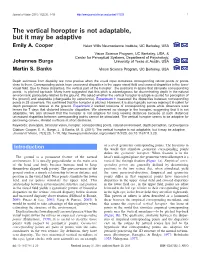 The Vertical Horopter Is Not Adaptable, but It May Be Adaptive Emily A