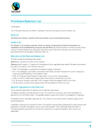 Prohibited Materials List