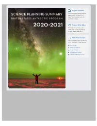 2020-2021 Science Planning Summaries