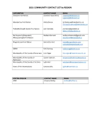 2021 COMMUNITY CONTACT LIST by REGION