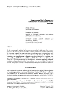 Awareness of the Influence As a Determinant of Assimilation Versus Contrast