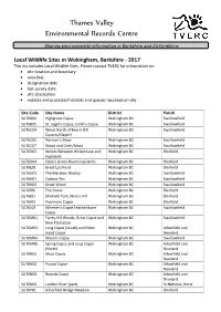 List of Local Wildlife Sites in Wokingham 2018.Pdf