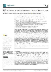 Optical Devices in Tracheal Intubation—State of the Art in 2020