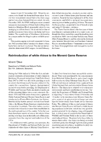 Reintroduction of White Rhinos to the Moremi Game Reserve
