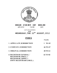 High Court of Delhi Advance Cause List