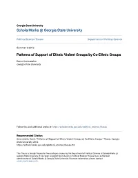 Patterns of Support of Ethnic Violent Groups by Co-Ethnic Groups