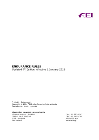 Rules for Endurance Events, Effective 2007
