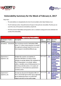 Vulnerability Summary for the Week of February 6, 2017