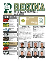 2018 Rams Football Game Notes 2018 Schedule Alberta Friday, Aug