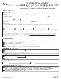 3500 HSA Custodial Application, Plan Agreement and Disclosure Statement