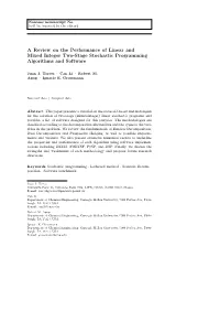 A Review on the Performance of Linear and Mixed Integer Two-Stage Stochastic Programming Algorithms and Software