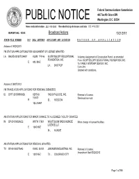 Broadcast Actions 10/21/2013