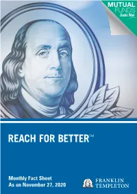 Fact Sheet As on November 27, 2020 Understanding the Factsheet