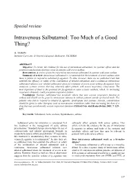 Intravenous Salbutamol: Too Much of a Good Thing?