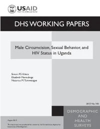 Male Circumcision, Sexual Behavior, and HIV Status in Uganda [WP100]