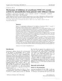 Mechanism of Inhibition of Cytochrome P450 C21 Enzyme Activity By
