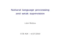 Natural Language Processing and Weak Supervision