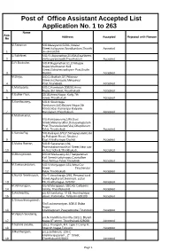 Post of Office Assistant Accepted List Application No. 1 to 263 Name App