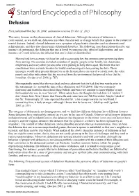 Stanford Encyclopedia of Philosophy) Stanford Encyclopedia of Philosophy Delusion