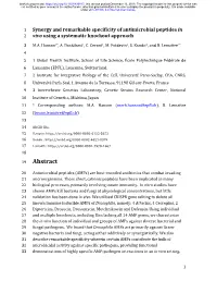 Synergy and Remarkable Specificity of Antimicrobial Peptides in 2 Vivo Using a Systematic Knockout Approach