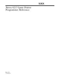 Xerox 4213 Laser Printer Programmer Reference