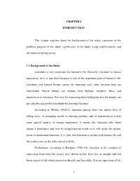 1 CHAPTER I INTRODUCTION This Chapter Explains About the Background of the Study, Statement of the Problem, Purpose of the Study