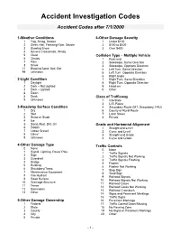 Accident Investigation Codes