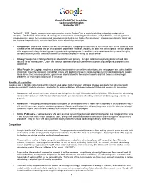 Google-Doubleclick Acquisition Background Information September 2007