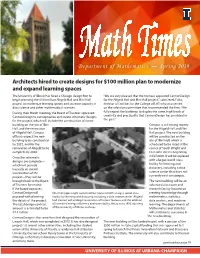 Math Times Is Published Twice a Year by Teaching, and Their Leadership in the Profession