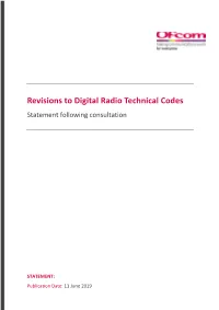 Revisions to Digital Radio Technical Codes Statement Following Consultation