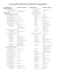 A Classification of Recent Mammals