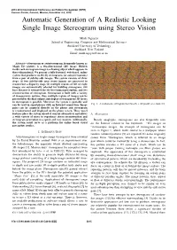 Automatic Generation of a Realistic Looking Single Image Stereogram Using Stereo Vision
